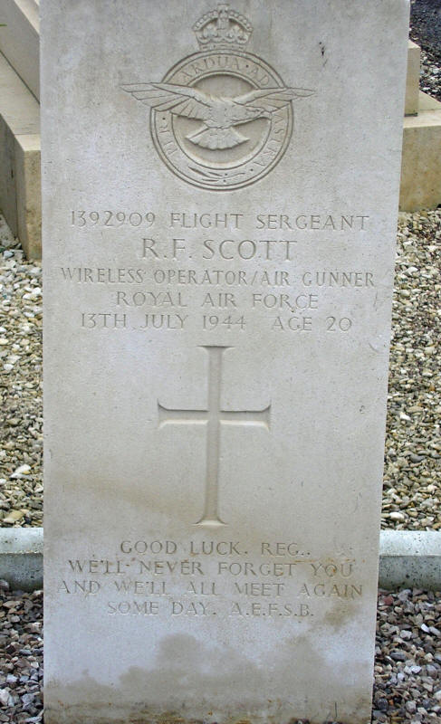 F/Sgt Reginald Fredrick Scott<br /><br /><br />died on active duty - July 13th, 1944
